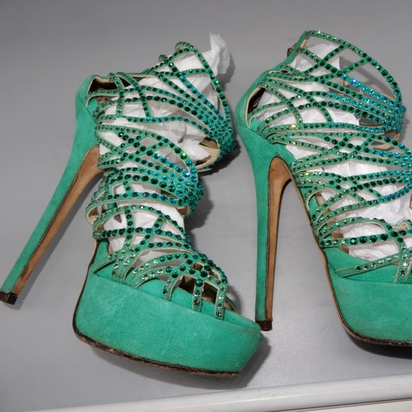 teal platform sandals